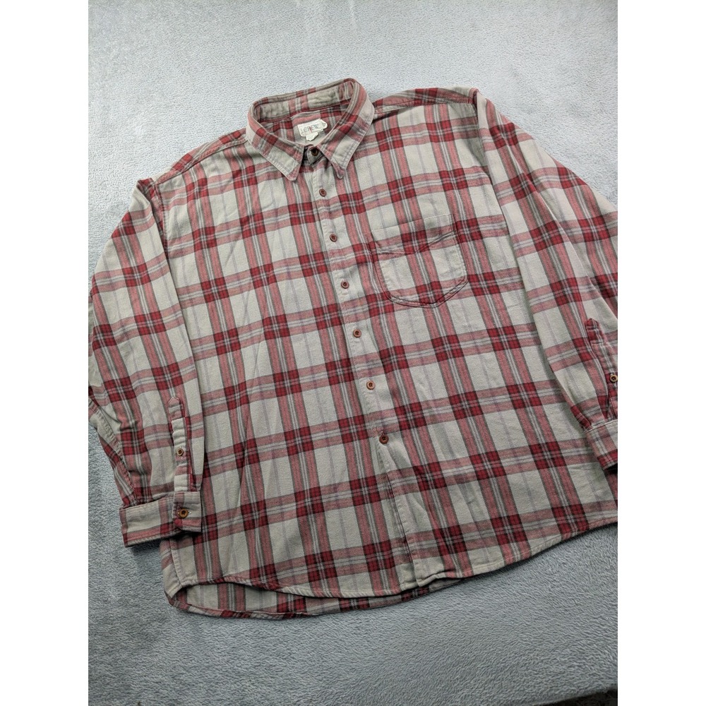 J.Crew Mens XXL Red Brown Tan Plaid Flannel Button Down Shirt Cotton Portugal